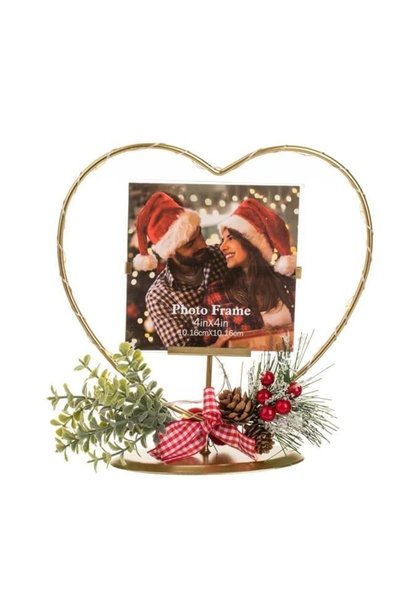 OEM Ramă foto decorativă de Crăciun, conuri inimă cu LED 19x6.5x19.5cm, DCJ71...