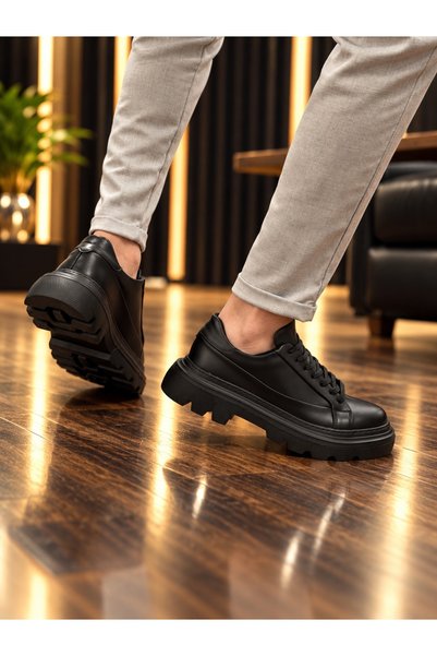 Zerenyus ZRK-X24 Premium Black Vegan Leather Men's Classic Casual Shoes with ...