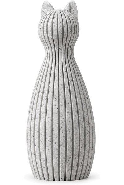 Generic Ribbed Cat Statue 12.4 cm, Modern Minimal Cat Sculpture with Pointed ...
