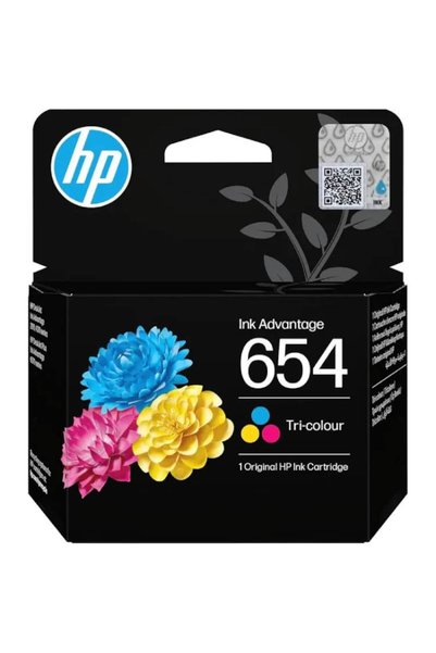 HP 654 Tri-color Original Ink Advantage Cartridge (7FP38UE), Genuine Color In...