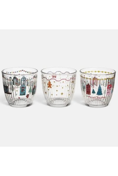 ANTBRO Set de 3 pahare de Crăciun cu model de brad 295ml, pentru masa festivă...
