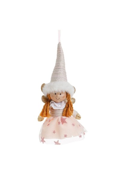 DD SHOP Figurina Decorativa de Craciun Ingeras Roz Sampaniu cu Aripi & Fusta ...