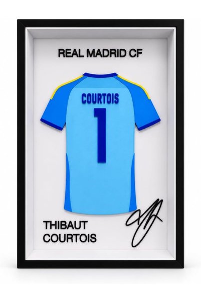 Generic Thibaut Courtois Real Madrid No. 1 Collectible Jersey Frame, 23 x 15 cm