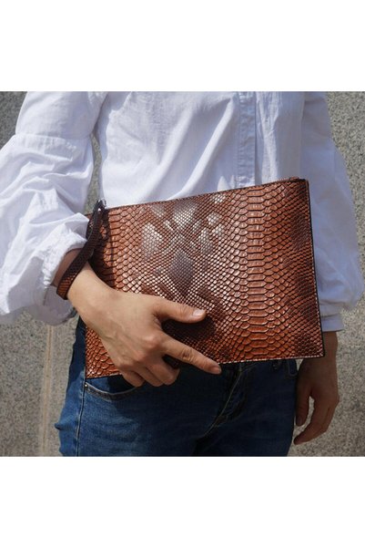 elegant hijab Snake Print Leather Handbag for University and Work