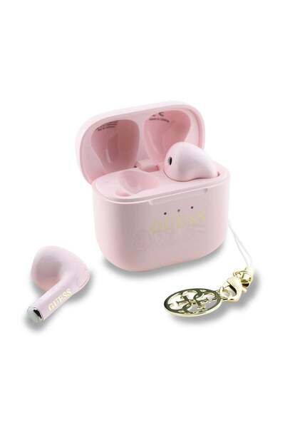 Guess Căști TWS wireless intraauriculare cu charm, Bluetooth 5.4, IPX5, Roz