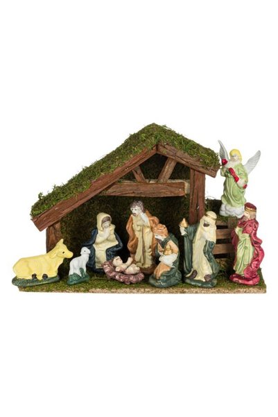 OEM Decorațiune de Crăciun, Lesle, 28x9x18cm, 9 figurine, DCJ233 - Momente Id...