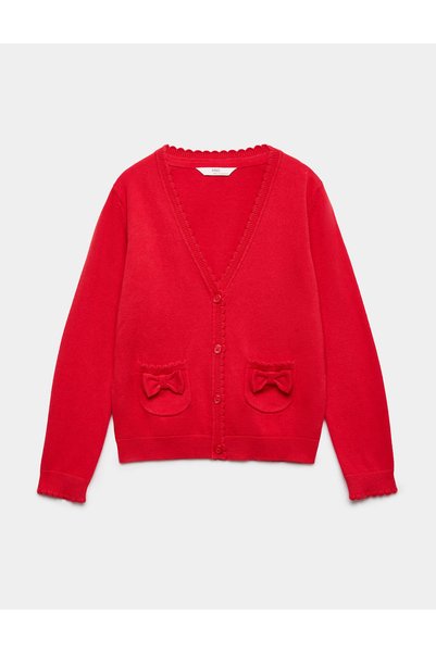 Marks & Spencer Cardigan cu buzunare și fundă M&S ROȘU