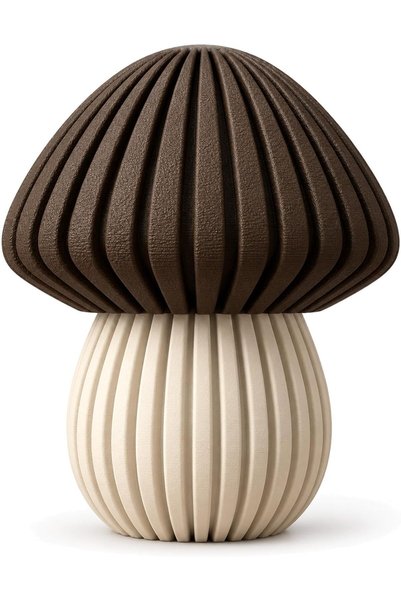 Generic Ribbed Mushroom Decoration 15 cm with Hidden Storage, Dark Brown & Cr...
