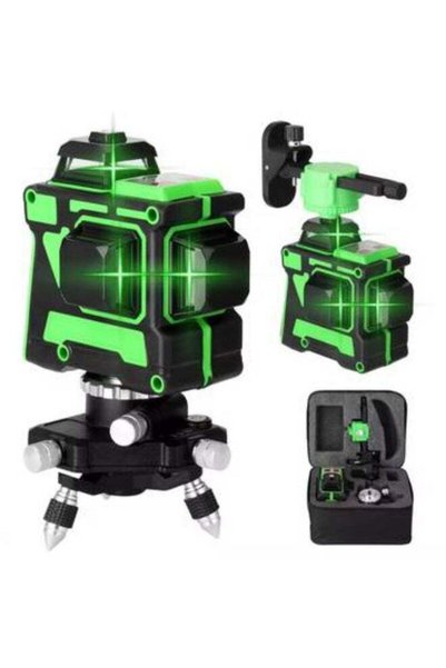 Generic 12-line green laser level, battery-operated, for interior finishes