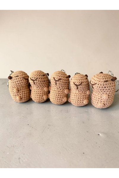 Talinhandmade Capybara Amigurumi Keychain, Hand-Knitted Capybara Keychain, Co...