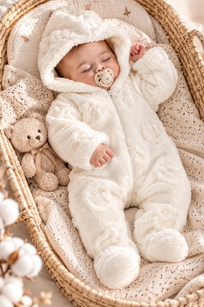 İZYALİF BABY Bebek Welsoft Kozmonot Tulum Kapüşonlu Fermuarlı Patikli Peluş K...