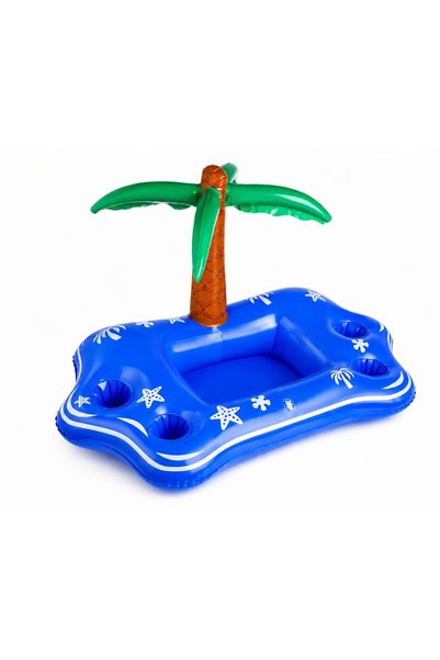 VARENTIS Tavă gonflabilă cu palmier pentru piscină, 4 suporturi pentru pahare...