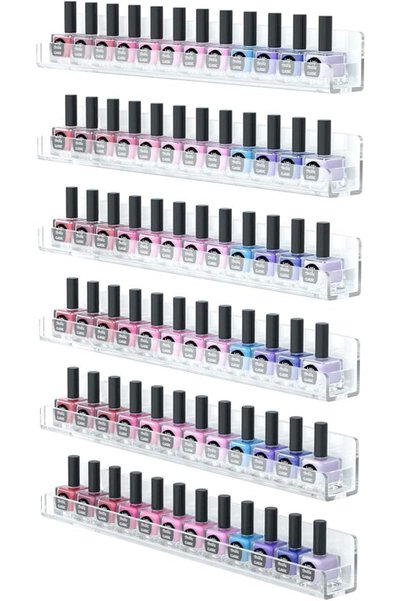 ALMEKAQUZ Nail Polish Wall Rack 6 Shelves, 15 Inch Clear Acrylic Nail Polish ...