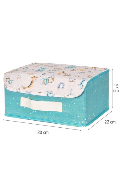 ALAS Blue Baby Box with Lid - Baby Room Organizer 30 x 22 x 15 cm