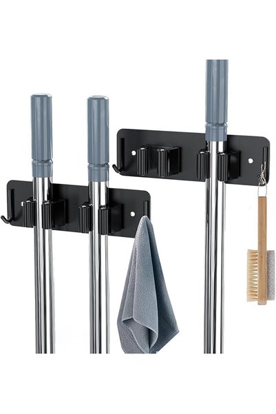 Generic Broom Holder，2pcs Wall Mount Mop and Broom Holder,Wall Mop with Robus...