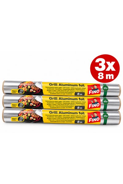 Generic Brand Set of 3x 8 m FINO Aluminum Foil for grilling
