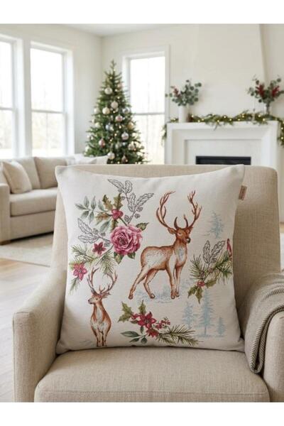 Believe Goblen decorativ țesut jacquard cu flori roz - KIRLENT 45*45 cm
