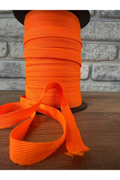 10 Metre Eni 1 Cm Neon Turuncu Renk Dar Dokuma, Balıksırtı Biye, Şerit, Ekstrafor, Dikiş Kapatıcı