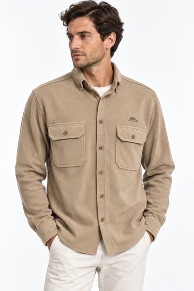 Caprisel Suede-Look BATTAL SLIM-FIT MEN'S SHIRT