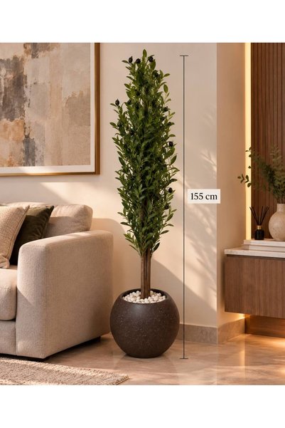 CENTRHOME Artificial Olive Tree with Ball Basin - 155cm Height