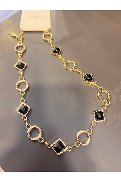 gozdeasutayaccessory Black Gold Necklace