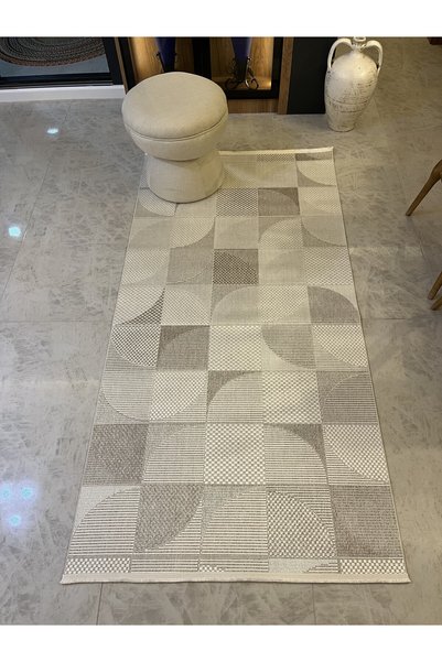 MaVaux Varel Geometrik Desenli Halı, Modern Salon ve Oturma Odası Halısı, İnce Düz Dokuma Kilim, Antre, Mutfak ve Yatak Odası İçin Dekoratif Zemin Halısı, Kolay Kullanımlı Kaydırmaz Taban