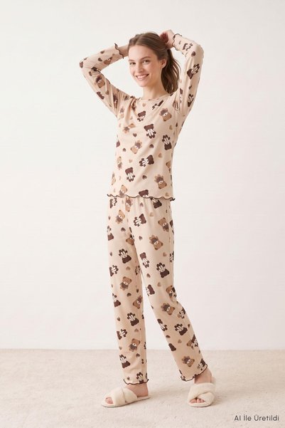 Rays Set de pijamale cu model ursuleț cu inimioare 2310 maro