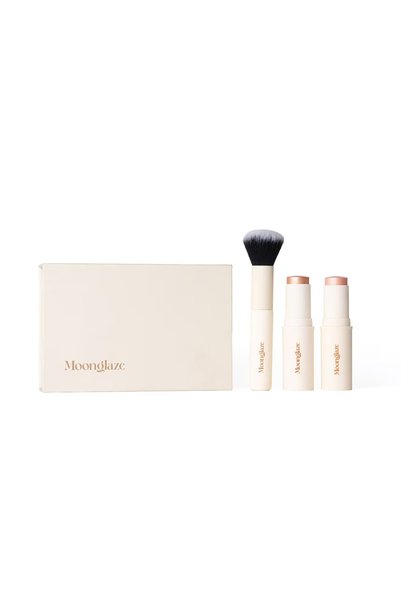 Moon Glaze مجموعة كاملة مكونة من فرشاة وقطعتين هايلايتر