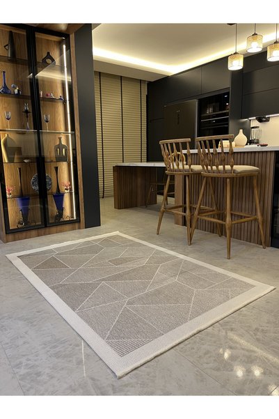 MaVaux Grande Geometrik Desenli Halı, Modern Salon ve Oturma Odası Halısı, İnce Düz Dokuma Kilim, Antre, Mutfak ve Yatak Odası İçin Dekoratif Zemin Halısı, Kolay Kullanımlı Kaydırmaz Taban