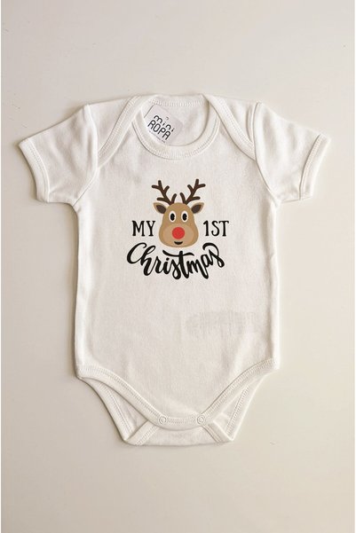 Mini Ropa My First Christmas Reindeer New Year's Baby Bodysuit