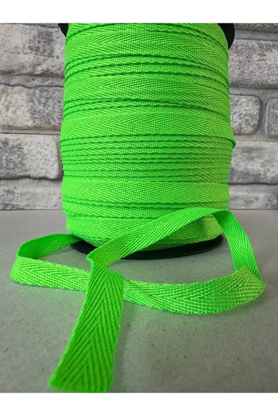 10 Metre Eni 1 Cm Neon YEŞİL Renk Dar Dokuma, Balıksırtı Biye, Şerit, Ekstrafor, Dikiş Kapatıcı