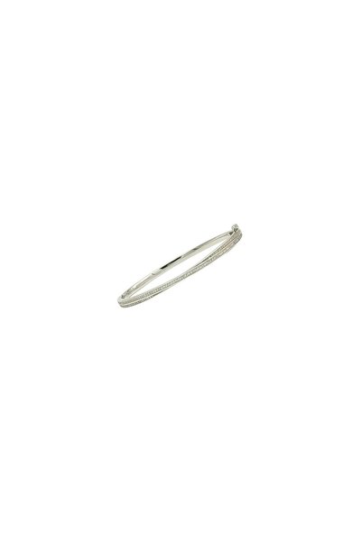 Eylül silver Brățară fixă din argint 925 cu două rânduri de zirconii pavé