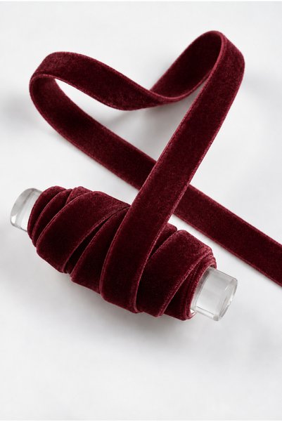 ZEYMERADE Koyu Bordo Kadife Kurdele, 1cm 5mt, Süsleme Nişan Düğün Kına Çeyiz Bohça Hediye Gelin Damat Söz Nikah Dekoratif