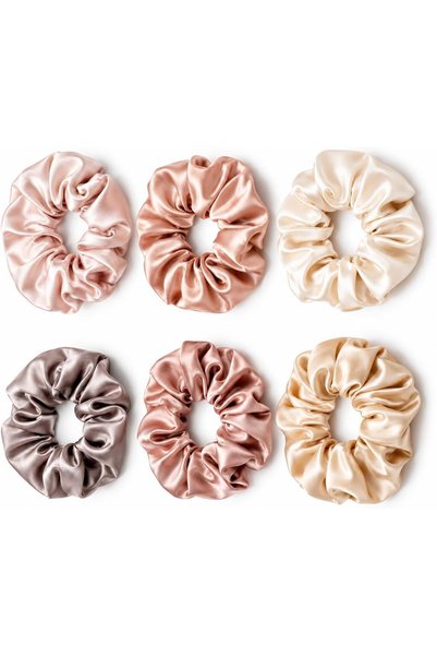Generic MAMLAKA 6pcs Satin Silk Hair Scrunchies | Soft Elastic Hair Ties & Ha...