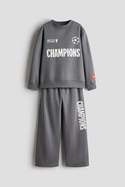 H&M 2 Parçalı Baskılı Sweatshirt Set