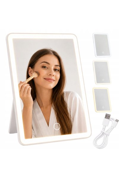 OEM Oglindă de machiaj cu LED. Fără fir. 3 moduri de iluminare. USB-C