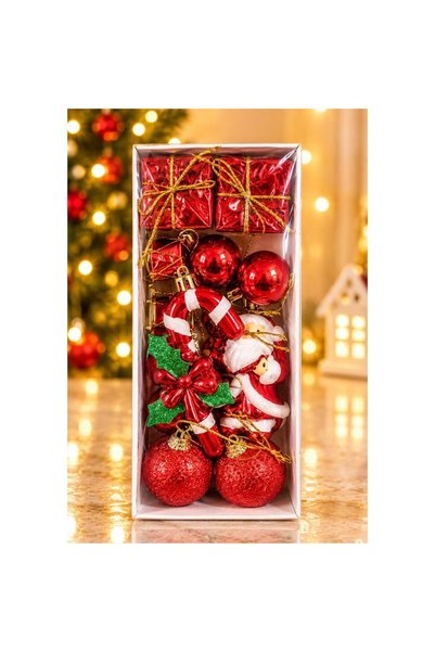 myhomehediyelik Red Gift Box and Assorted Figurine Christmas Tree Ornaments, ...