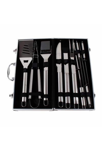 FOXMAG24 10-piece BBQ grill accessory set, aluminum case, long utensils