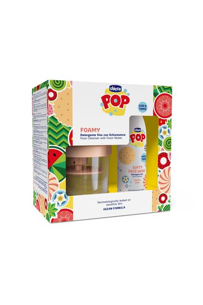 Chicco Set POP, gel curatare fata cu aroma prajitura de vanilie si dispozitiv...