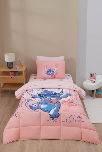Özdilek Stitch Aloha Single-Size Disney-Licensed Fitted Sheet Set for Kids