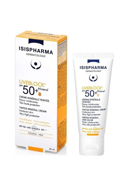 ISISPHARMA Crema Minerala Colorata cu SPF50+ pentru Fata - Uveblock SPF50+ Mi...