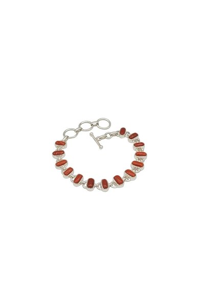Eylül silver Brățară din argint 925 cu pietre de coral roșu » Eylul-Silver