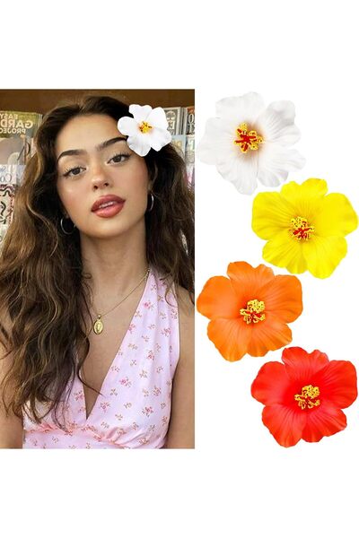 ASKIND 4Pcs Hawaiian Flower Hair Clips for Women,Plumeria Hibiscus Hair Clips...