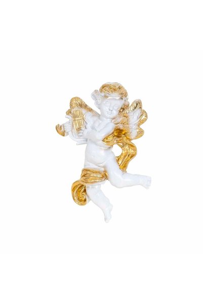 FOXMAG24 Plaster angel wall decoration, white, handmade, 30 x 24 cm