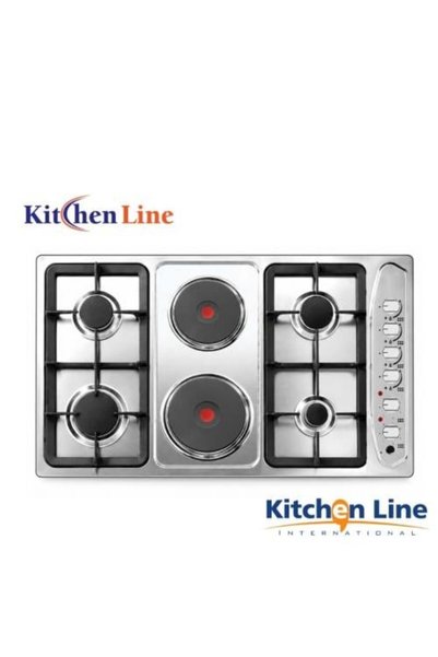 Kitchen Line 90 cm Italian Gas and Electric Hob – 4 Gas Burners + 2 Electric ...
