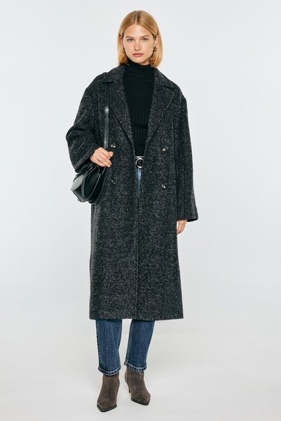 Big Star Palton oversize de damă din amestec de lână, gri, Madeline 903 XXL