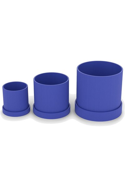 Generic Ridged Planter Set of 3 with Drip Trays, 8.3, 10.8 and 14.1 cm Tall, ...