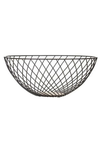 UNIC Black Metal Fruit Bowl with Wooden Base Ø28x12cm