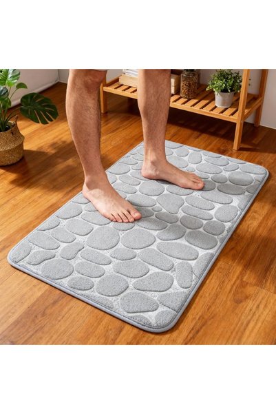 GENERAL Cobblestone Absorbent Bathroom Mat, Non Slip Rubber Back Fast Drying ...