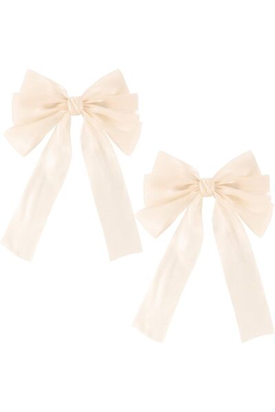 TERRIFI 2 Pcs Large Hair Bow Clips,Large Hair Barrettes,Beige Silk Yarn Ribbo...